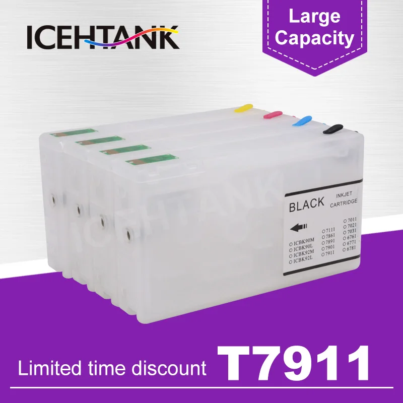 ICEHTANK T7911 набор чернил для заправки картриджа для Epson рабочей силы Pro WF-4630DWF 4640DTWF 5110DW 5190DW 5620DWF принтер