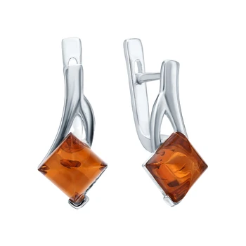 

Silver earrings with amber sunlight