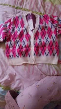 Knitted Sweaters Cardigans-Coat Argyle Cropped Plaid Darlingaga Y2k Pink Vintage Buttons