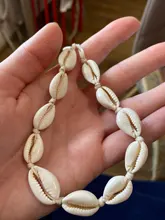 Gargantilla de concha Natural con cadena de cuerda para mujer, Collar, gargantilla de conchas marinas, Collar de verano, novedad