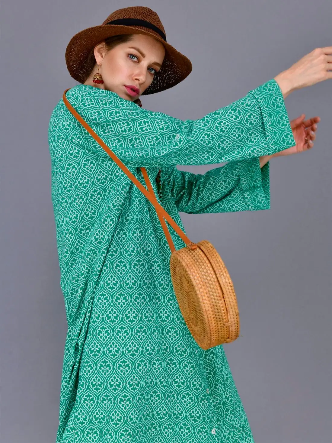 Minimalist Patterned Long Summer And Spring Shirt Dress 2022 New Fashion Women's Clothing Collections 3 Different Color Options