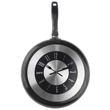 

Frying Pan Kitchen Wall Clock Metal Black 48 cm