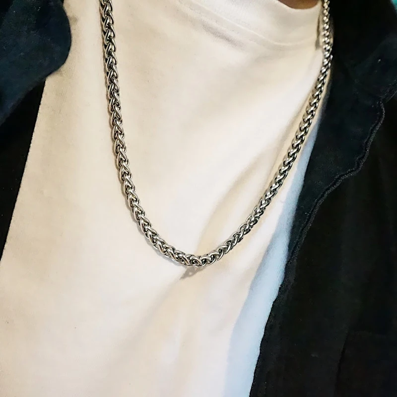 Mcllroy хип-хоп 50 см-80 см длинное ожерелье s из нержавеющей стали мужское ожерелье панцирная кубинская цепочка ожерелье панк-рок мужские ювелирные изделия