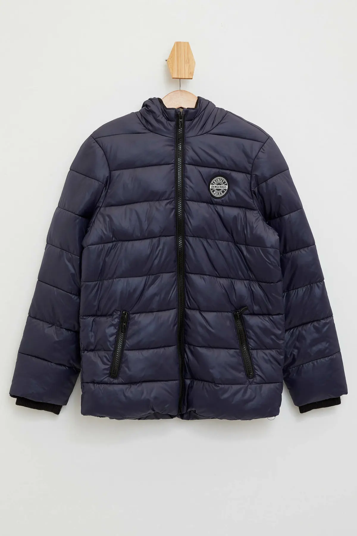 

DeFacto Boys Winter New Blue Striped Pattern Hooded Warm Children's Jacket Pocket Padded Casual Jacket Boy - K8518A619WN