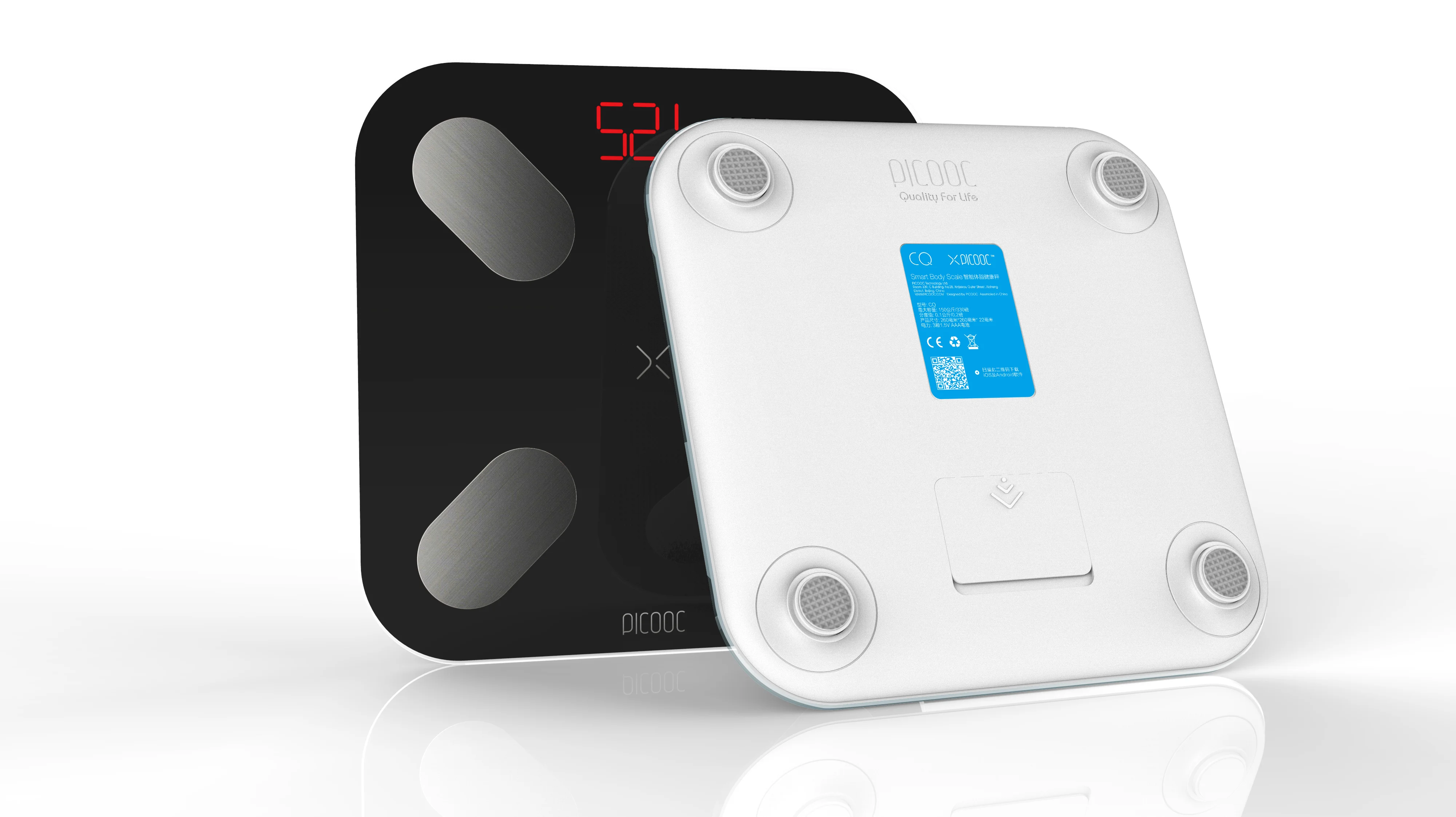 Умные весы Picooc Mini(Bluetooth, 26х26 см) цвет черный