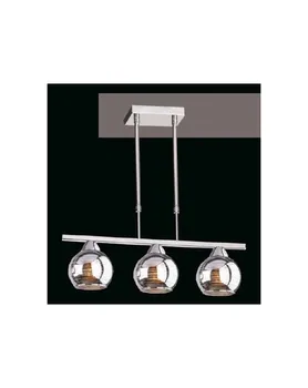 

Ceiling lamp. Candlestick. Chrome Metal and glass. Chrome Color and crystal. 3 lamp holder. Light G27 Ref. 42720-3A