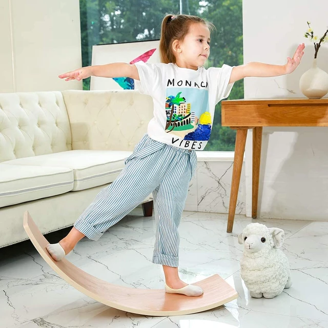 Planche d'équilibre en bois avec planche courbée Wobbel super épaisse de  1.5cm pour enfants et adultes, équipement d'entraînement d'équilibre à  domicile - AliExpress