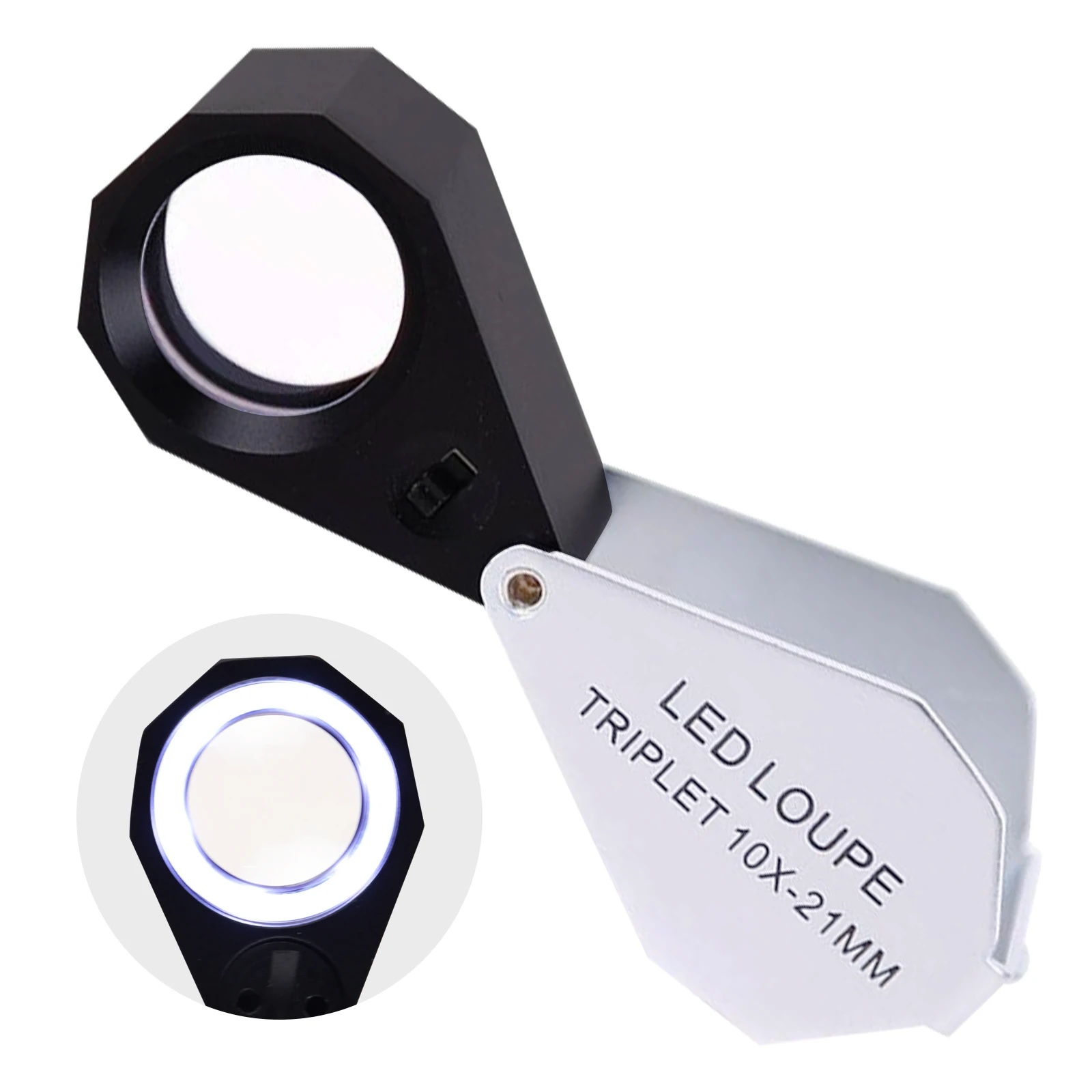 Triplet Loupe 10x Led Jewelery Loupe Gem Stone Magnifiers 10x