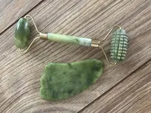 Gua Sha-Rodillo de Jade masajeador Facial 100% verdadera piedra Natural, rascador Gouache, herramientas de masaje para el cuidado de la piel