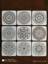 Plantilla para pintura libro de recortes colorear plantilla decorativa para álbum en relieve, Mandala redondo, geometría, manualidades, 15x15cm, paquete de 9 unidades
