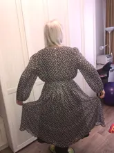 Women Summer Spring-Dress Vestidos A-Line Long-Sleeve Dot Print Midi Chiffon S.FLAVOR