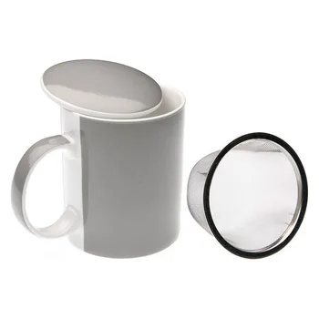 

Cup with Tea Filter Porcelain White/Grey