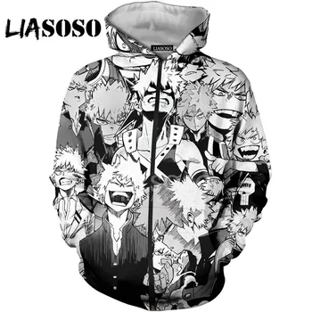 

LIASOSO 3D Print Women Men Anime Comics My Hero Academia Bakugou Katsuki Hooded Harajuku Zipper Sweatshirts Jacket Coat X2786