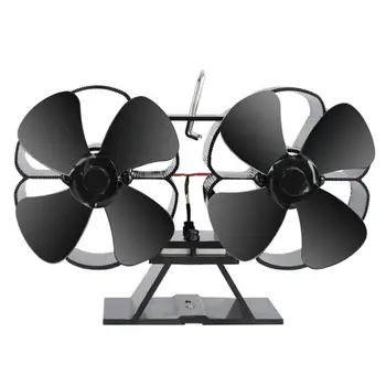 

8 Blade Heat Powered Wood Stove Eco Fan Temperature Gauge - Ultra Quiet Fireplace Wood Burning Fan Heat Distribution