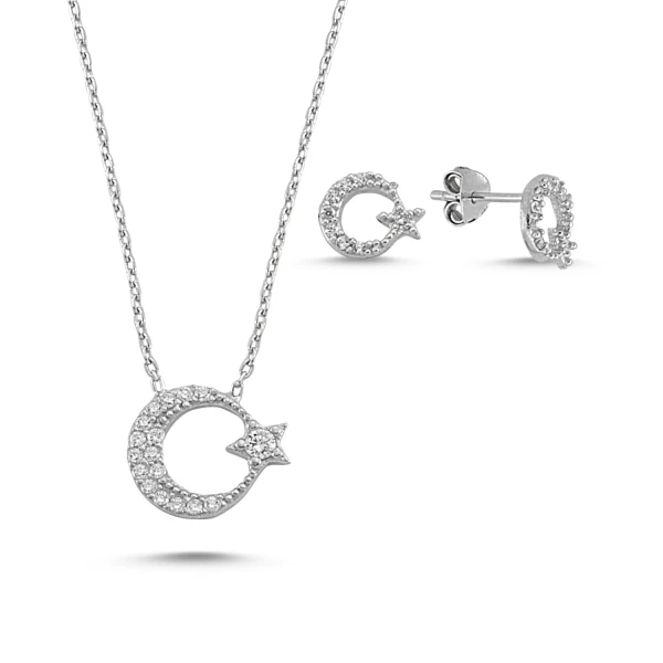 

Silver 925 Sterling Zircon Cubic Zirconia Moon Star Set