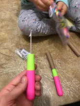 Agujas de ganchillo para cabello trenzado Jumbo y trenzas de ganchillo, 1 unidad, 15Cm, Color rosa y limón, de plástico para tejer