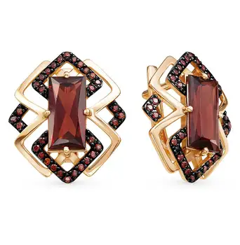 

Gold earrings with cubic zirconia and Garnet sunlight sample 585
