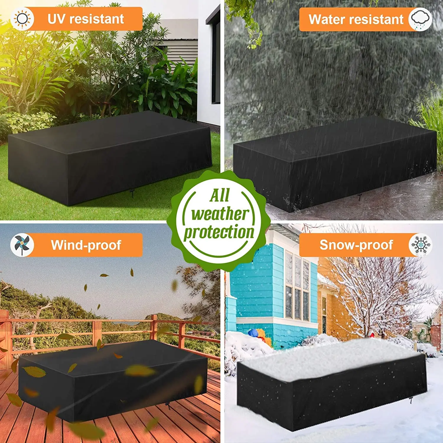Outdoor Garden Furniture Covers for All Weathers 600D Oxford for Patio Rattan Table Chair Sofa Waterproof Dust 125x63x74 cm 6