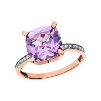 

Gold ring with amethyst and cubic zirconia sunlight sample 585