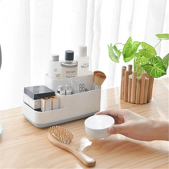 

Fashion Makeup Storage Box Cosmetic Organizer Large Capacity Makeup Display Case Brush Lipstick Holder Desk Bathroom Organizer