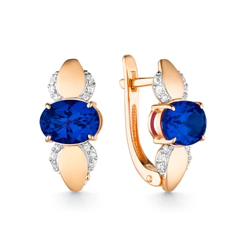 

Gold earrings with sapphires and cubic zirconia sunlight sample 585