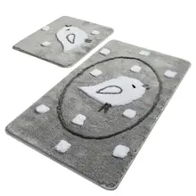 Коврики для ванной нескользящие Противоскользящие коврики противоскользящие серые 2'Li набор 60X100 см-50X60 см