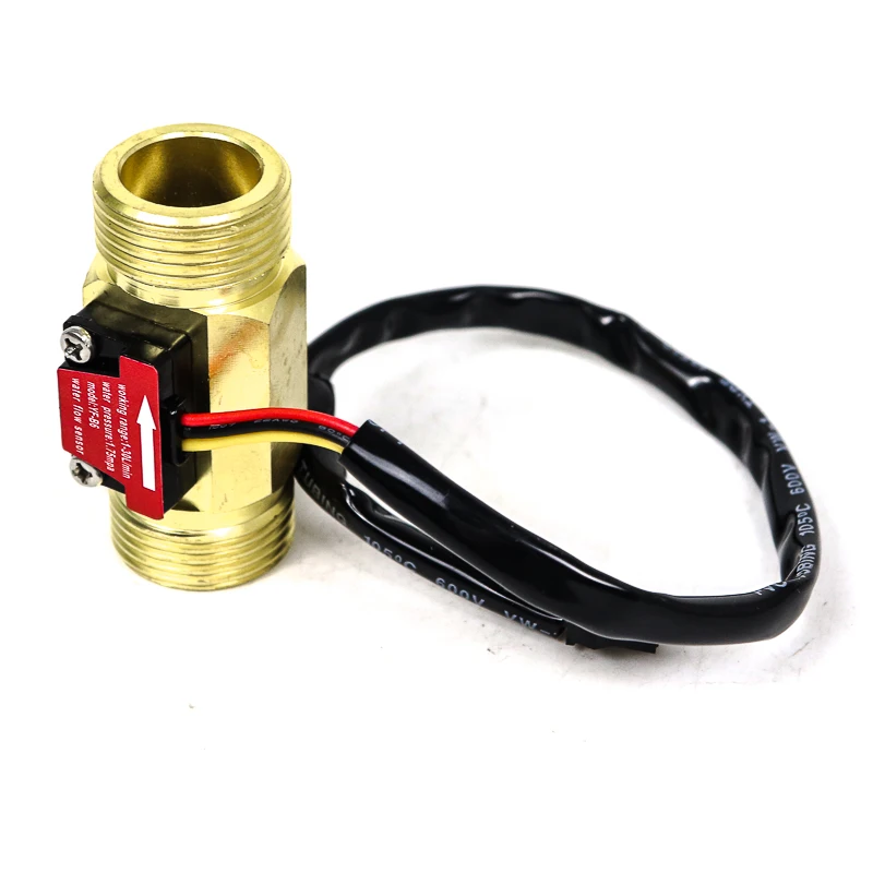Copper Water Flow Sensor NPN Output Hall High-precision Turbine Flowmeter 6 Points G3/4 50MM 60MM Tube Copper Turbine Flow meter