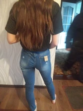 Luz Azul Jeans rasgados para damas 2021 calle estilo Sexy Mid Rise Distressed Pantalón Stretch Skinny agujero pantalones de Vaqueros pitillo