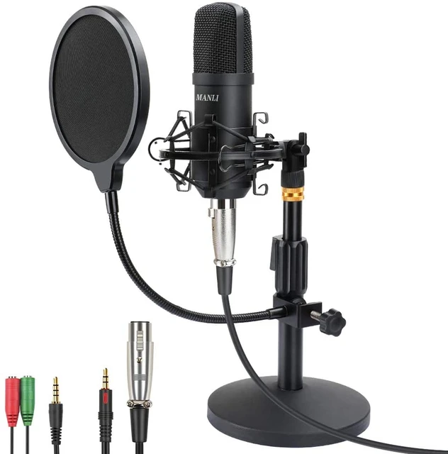 Podcast Microphone, USB Condenser Microphone Kit 192kHZ/24bit Plug & Play  Computer PC Microphone Studio Streaming Cardioid Mic with Professional  Sound