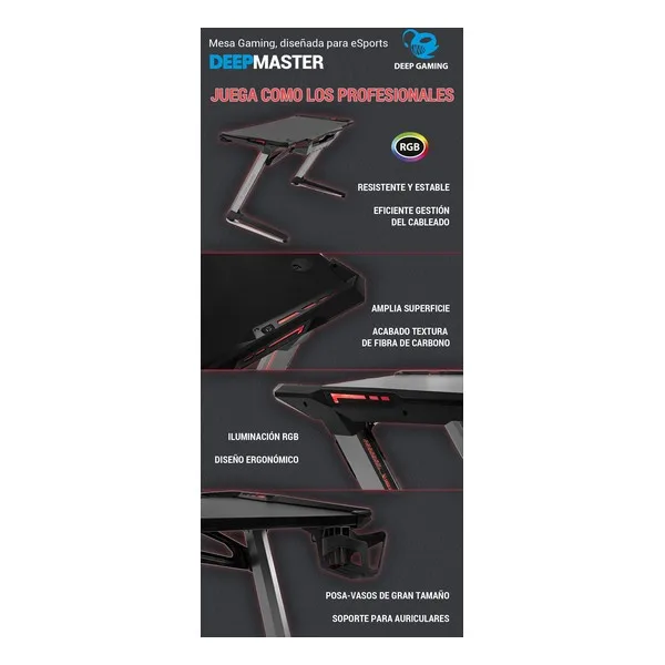  Folding Table CoolBox Deep Gaming RGB Black