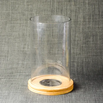 

Round clear glass candle holder BASE Wood 17X27