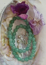 Ling Xiang-pulsera de Aventurina verde para hombre y mujer, joyería natural de moda, 4-12mm, accesorios y amuletos