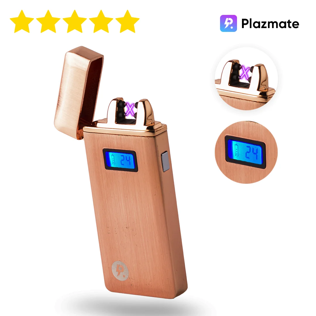 Электронная зажигалка Plazmate X2 зарядка через USB LED дисплей Rose Gold | Дом и сад