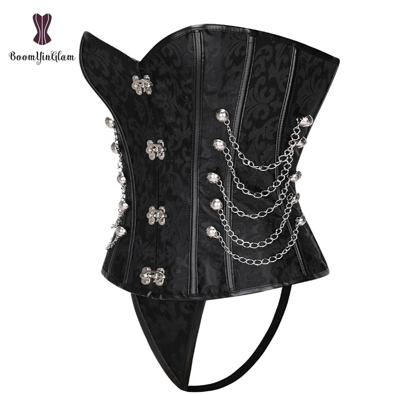 Skup Halloweenowe ubrania damskie gorsety ze sztucznej skóry gorsety w stylu vintage steampunk Cool Warrior Design stal bez kości brokat z stringami