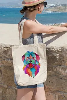 

Angemiel Bag Colorful Language Issuing Cute Dog Shopping Beach Tote Bag