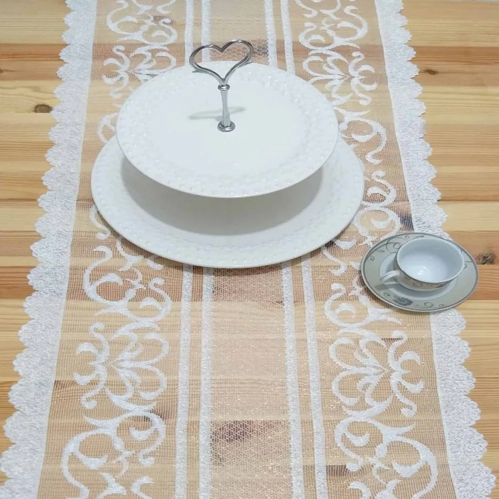 Белый кремовый Embrodery Тюль прямоугольная крышка стола для столовой небольшой кухонный стол бегун для свадьбы День рождения, детский душ