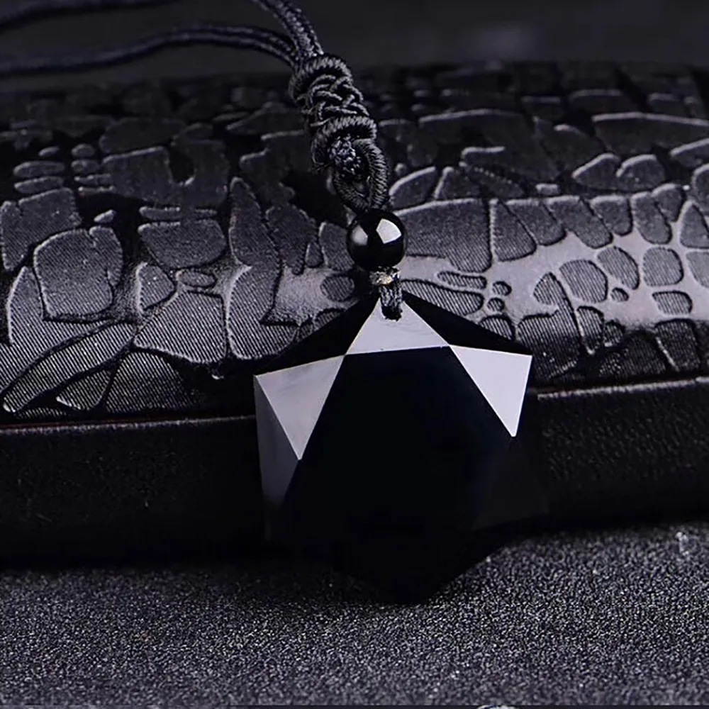 Черный обсидиан шестиконечная звезда Подвеска Ожерелье 3,0*2,5 cm-1