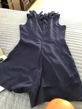 Mono con volantes abotonados y cuello redondo para mujer, pelele informal