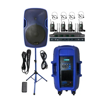 

STARAUDIO 15 Inch 3500W PA DJ Active Powered Bluetooth Speaker System Audio DJ Stand 4CH UHF Wireless Headset Microphone SSBM-15