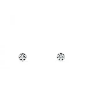 

Gold Baby earrings White first posture round faceted cubic zirconia