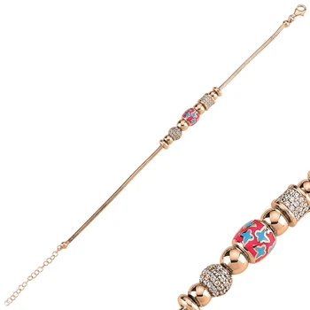 

Silver 925 Sterling Zircon Cubic Zirconia and Cabochons Moving & Dangle Butterfly Bracelet