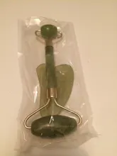 Gua Sha-Rodillo verde 2 en 1, conjunto de herramientas, masajeador, rascador de Jade Natural, con piedras para cara, cuello y espalda, 2 uds.