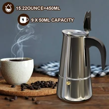 Moka Coffee Pot Espresso Latte Percolator Stove Coffee Maker Espresso Pot Italian Coffee Machine 200/300/450ml Stainless Steel