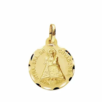 

Medal 18k gold Virgin Covadonga 16mm. Carved [AB3440]