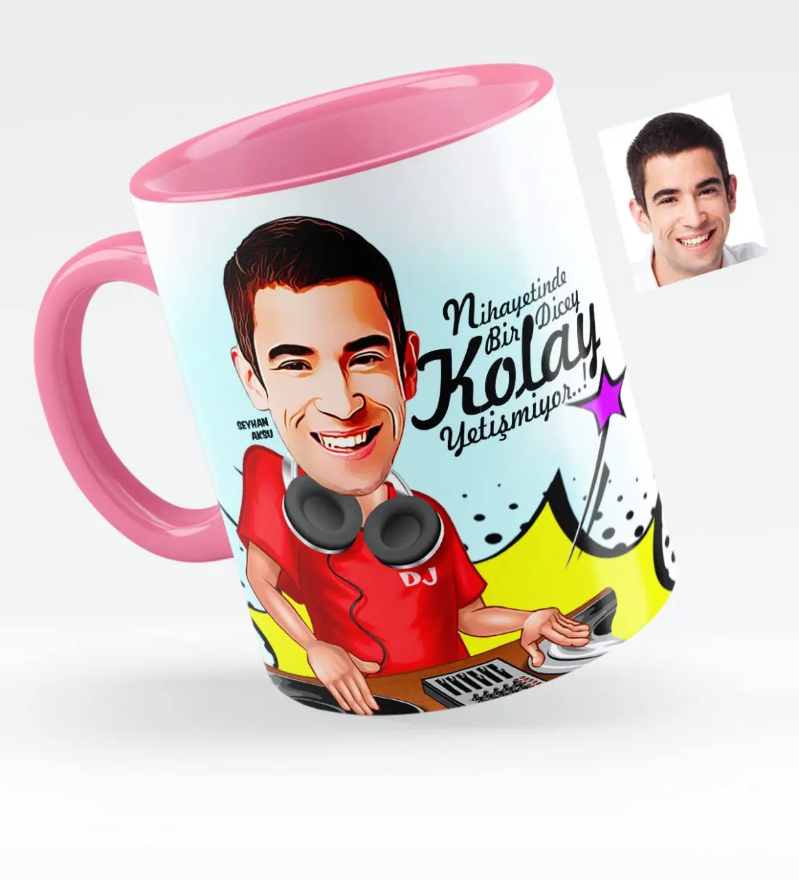 Personalized Mr DJ Caricature Of Pink Mug cup-1 | Дом и сад