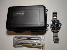 San Martin -Reloj de cuarzo con cristal de zafiro, pulsera de reloj mecánico, automático, con esfera de cerámica y con fecha