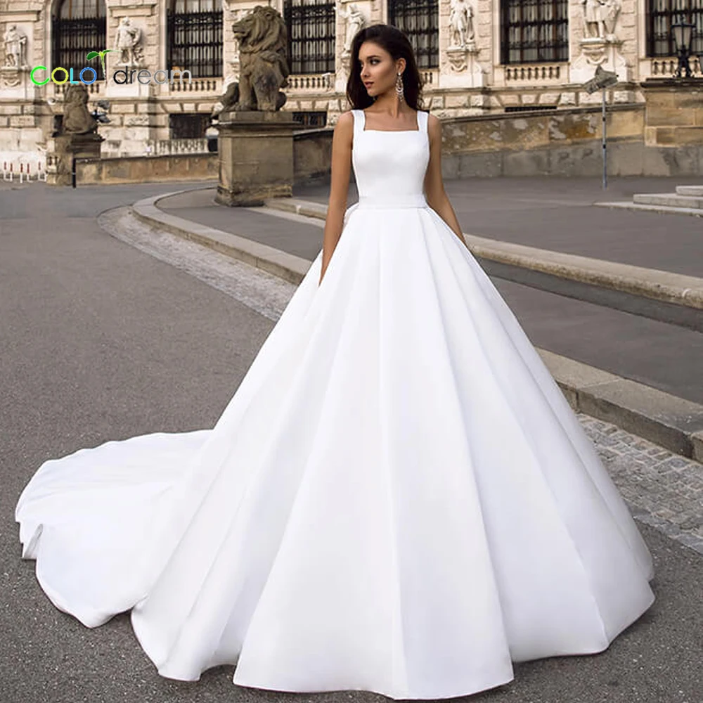 Свадебное платье трапециевидной формы vestido de novia Chapel train квадратный воротник