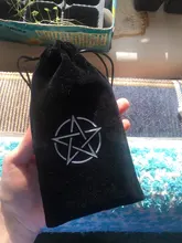 Bolsa de almacenamiento de Tarot, pentagrama de terciopelo, juego de mesa, bordado de tarjetas, bolsa con cordones, suministros de brujería para caja de Tarot, 1 Uds.
