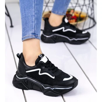 

Vira Black Skin White Japanned Leather Stripe Sports Shoes