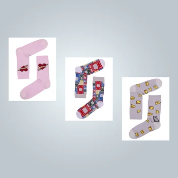 

3 Pairs Women's Crew Socks Colorful Patterned Premium Cotton